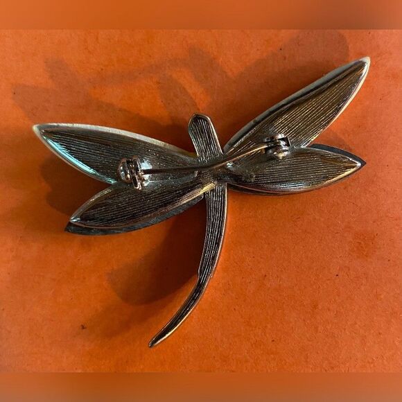 Vintage Women’s Brooch Pin Dragonfly Mother Of Pearl Abalone Mosaic 2” - Picture 2 of 3